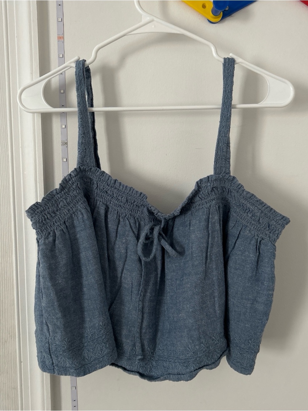 Old Navy Blue Smocked Crop Tank Top
